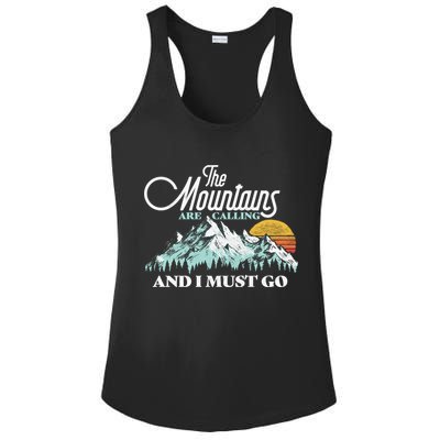 Mountains Are Calling & I Must Go Retro Vintage Ladies PosiCharge Competitor Racerback Tank