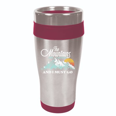 Mountains Are Calling & I Must Go Retro Vintage 16oz Travel Tumbler