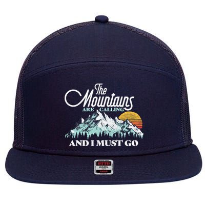 Mountains Are Calling & I Must Go Retro Vintage 7 Panel Mesh Trucker Snapback Hat