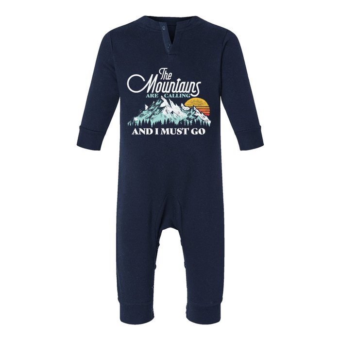 Mountains Are Calling & I Must Go Retro Vintage Infant Fleece One Piece