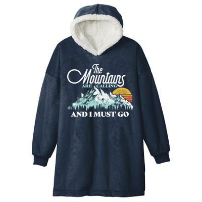 Mountains Are Calling & I Must Go Retro Vintage Hooded Wearable Blanket