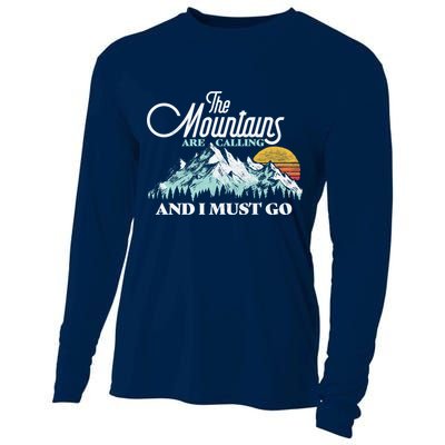 Mountains Are Calling & I Must Go Retro Vintage Cooling Performance Long Sleeve Crew