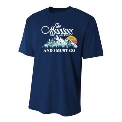 Mountains Are Calling & I Must Go Retro Vintage Youth Performance Sprint T-Shirt