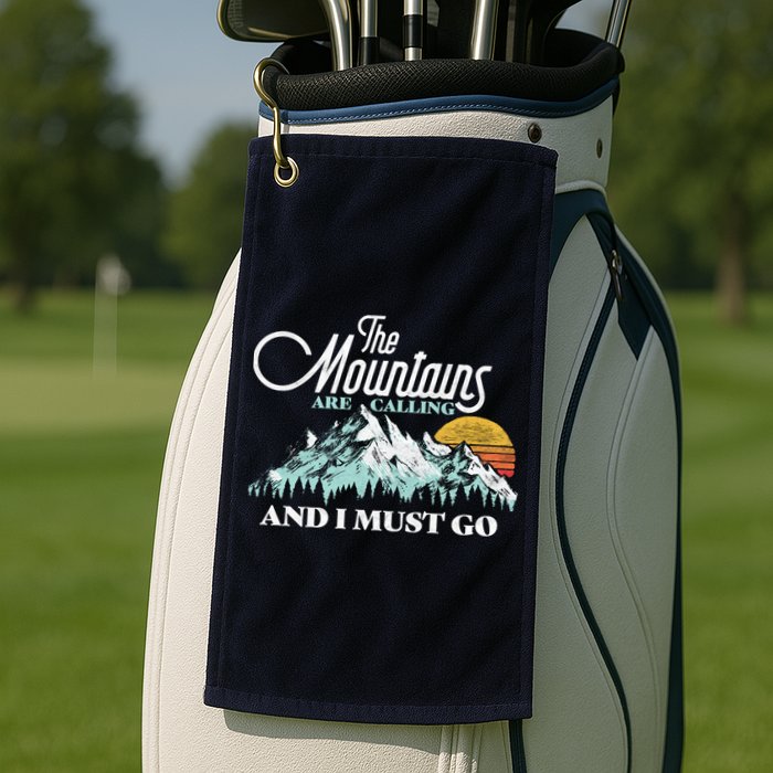 Mountains Are Calling & I Must Go Retro Vintage Golf Towel