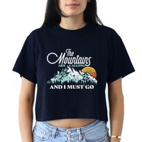 Mountains Are Calling & I Must Go Retro Vintage Crop Top