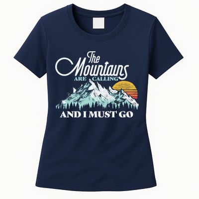 Mountains Are Calling & I Must Go Retro Vintage Womens T-Shirt