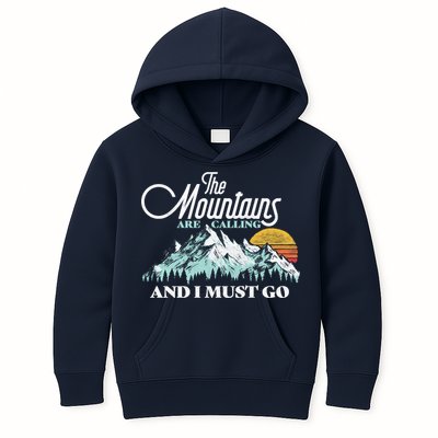 Mountains Are Calling & I Must Go Retro Vintage Kids Hoodie