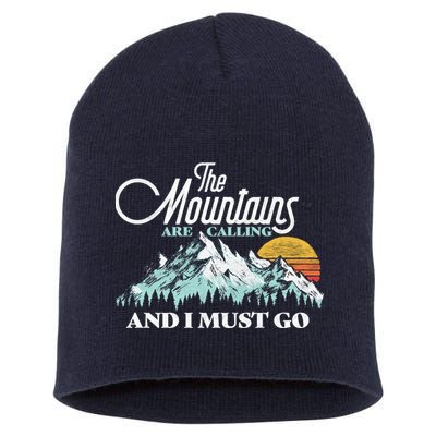 Mountains Are Calling & I Must Go Retro Vintage Short Acrylic Beanie