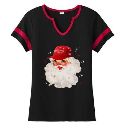 Make A Christmas Great Again Xmas Trump Maga Pajamas Santa Ladies Halftime Notch Neck Tee