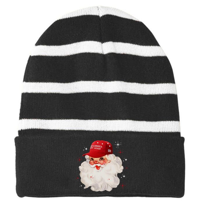 Make A Christmas Great Again Xmas Trump Maga Pajamas Santa Striped Beanie with Solid Band