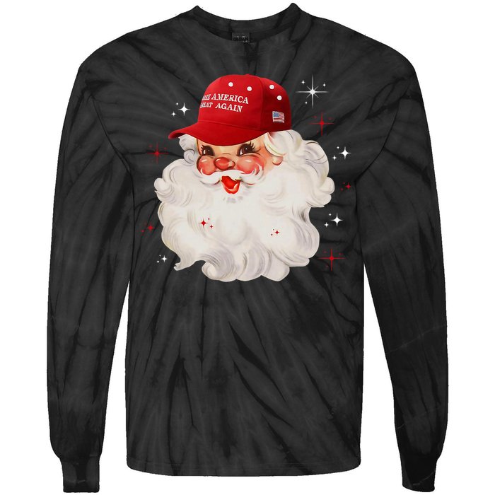 Make A Christmas Great Again Xmas Trump Maga Pajamas Santa Tie-Dye Long Sleeve Shirt