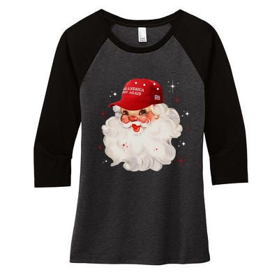 Make A Christmas Great Again Xmas Trump Maga Pajamas Santa Women's Tri-Blend 3/4-Sleeve Raglan Shirt