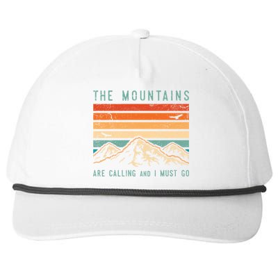 Mountains Are Calling And I Must Go Retro Vintage 80s Mountain Gift Snapback Five-Panel Rope Hat