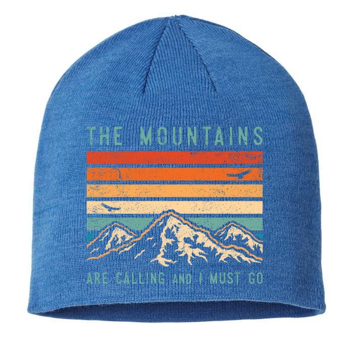 Mountains Are Calling And I Must Go Retro Vintage 80s Mountain Gift Sustainable Beanie