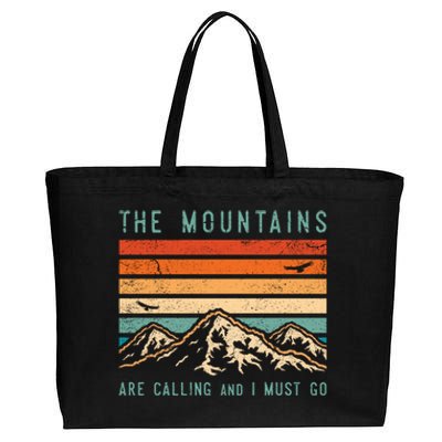 Mountains Are Calling And I Must Go Retro Vintage 80s Mountain Gift Cotton Canvas Jumbo Tote