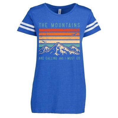 Mountains Are Calling And I Must Go Retro Vintage 80s Mountain Gift Enza Ladies Jersey Football T-Shirt