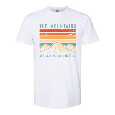 Mountains Are Calling And I Must Go Retro Vintage 80s Mountain Gift Softstyle CVC T-Shirt