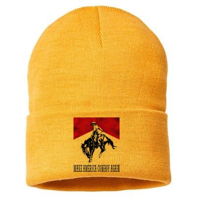 Make America Cow Cow Again Rodeo Lover 4th of July Sustainable Knit Beanie