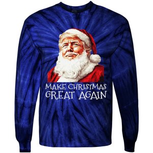 Make A Christmas Great Again Xmas President Trump Maga Santa Tie-Dye Long Sleeve Shirt