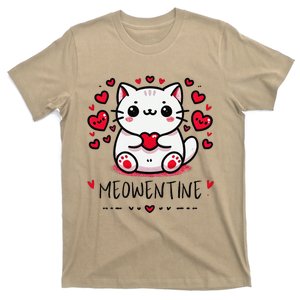 Meowentine Adorable Cat With Hearts Lovethemed T-Shirt