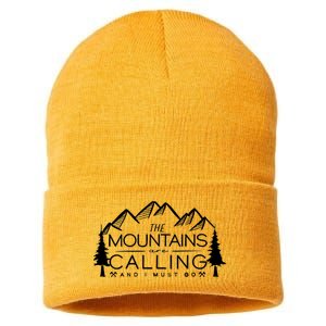 Mountains Are Calling And I Must Go Nature Lover Sustainable Knit Beanie