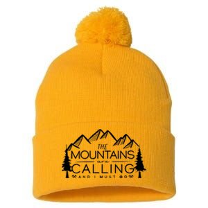 Mountains Are Calling And I Must Go Nature Lover Pom Pom 12in Knit Beanie