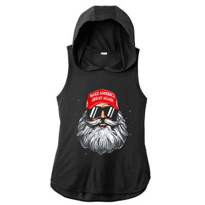 Make A Christmas Great Again Funny Xmas Trump Santa Pajamas Ladies PosiCharge Tri-Blend Wicking Draft Hoodie Tank