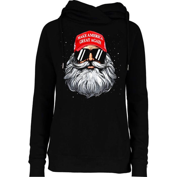 Make A Christmas Great Again Funny Xmas Trump Santa Pajamas Womens Funnel Neck Pullover Hood