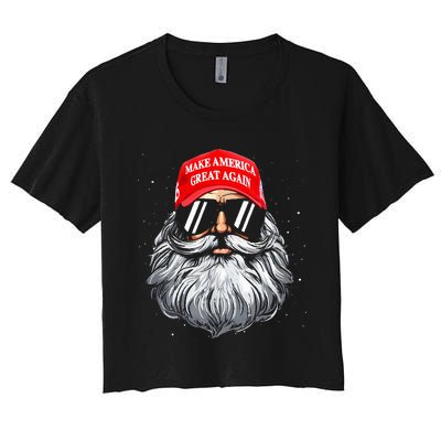 Make A Christmas Great Again Funny Xmas Trump Santa Pajamas Women's Crop Top Tee