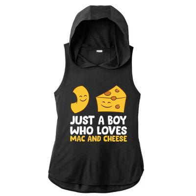 Macaroni And Cheese Just A Boy Who Loves Mac And Cheese Funny Gift Ladies PosiCharge Tri-Blend Wicking Draft Hoodie Tank