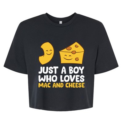 Macaroni And Cheese Just A Boy Who Loves Mac And Cheese Funny Gift Bella+Canvas Jersey Crop Tee