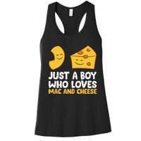 Macaroni And Cheese Just A Boy Who Loves Mac And Cheese Funny Gift Women's Racerback Tank