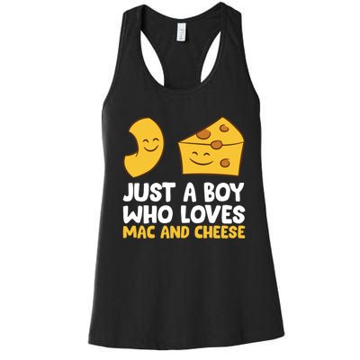 Macaroni And Cheese Just A Boy Who Loves Mac And Cheese Funny Gift Women's Racerback Tank