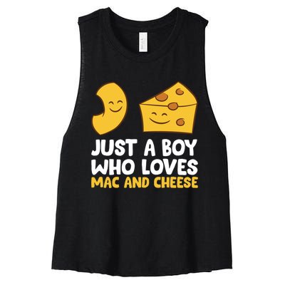 Macaroni And Cheese Just A Boy Who Loves Mac And Cheese Funny Gift Women's Racerback Cropped Tank