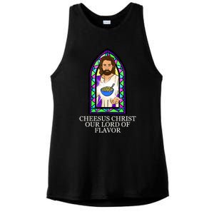 Mac And Cheese Lover Cheesus Christ Our Lord In Flavor Ladies PosiCharge Tri-Blend Wicking Tank