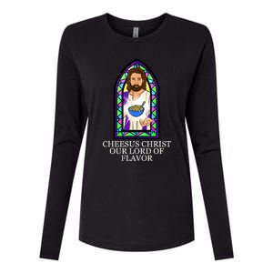 Mac And Cheese Lover Cheesus Christ Our Lord In Flavor Womens Cotton Relaxed Long Sleeve T-Shirt