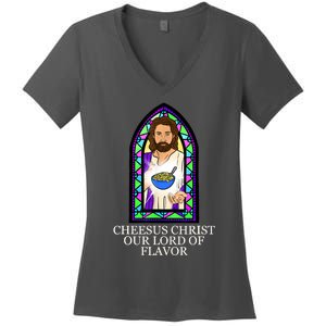 Mac And Cheese Lover Cheesus Christ Our Lord In Flavor Women's V-Neck T-Shirt