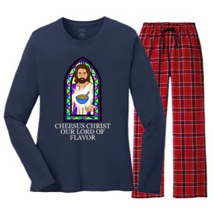 Mac And Cheese Lover Cheesus Christ Our Lord In Flavor Women's Long Sleeve Flannel Pajama Set 