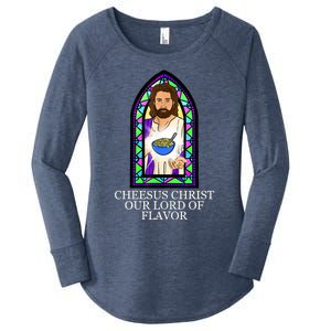 Mac And Cheese Lover Cheesus Christ Our Lord In Flavor Women's Perfect Tri Tunic Long Sleeve Shirt