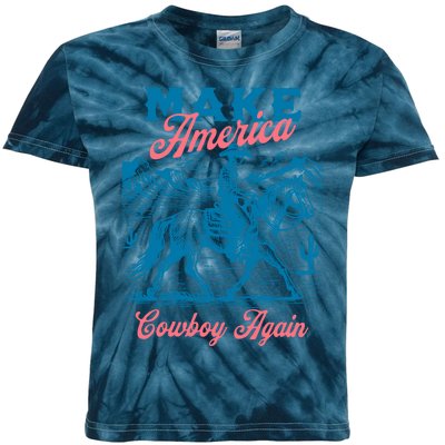 Make America Cowboy Again Western Rodeo Kids Tie-Dye T-Shirt