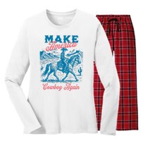 Make America Cowboy Again Western Rodeo Women's Long Sleeve Flannel Pajama Set 