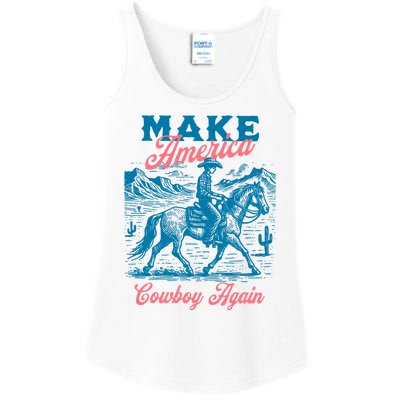 Make America Cowboy Again Western Rodeo Ladies Essential Tank