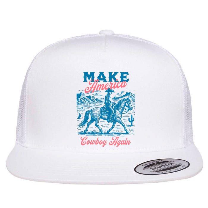 Make America Cowboy Again Western Rodeo Flat Bill Trucker Hat