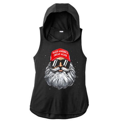 Make A Christmas Great Again Xmas Trump Santa Ladies PosiCharge Tri-Blend Wicking Draft Hoodie Tank