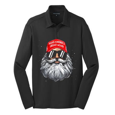 Make A Christmas Great Again Xmas Trump Santa Silk Touch Performance Long Sleeve Polo