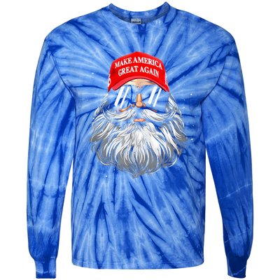 Make A Christmas Great Again Xmas Trump Santa Tie-Dye Long Sleeve Shirt