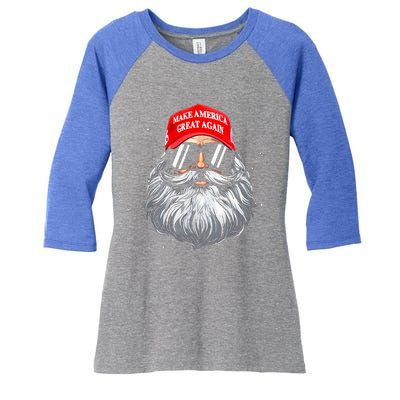 Make A Christmas Great Again Xmas Trump Santa Women's Tri-Blend 3/4-Sleeve Raglan Shirt