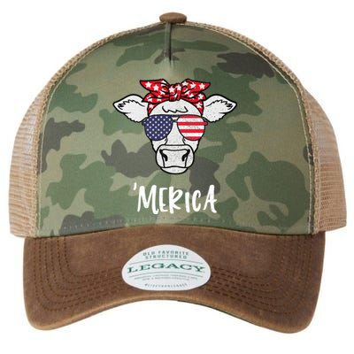 Merica American Cow American Flag Retro Vintage Patriotic Gift Legacy Tie Dye Trucker Hat