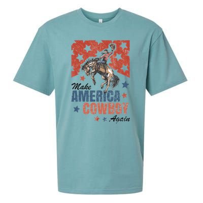 Make America Cowgirl Cowboy Again Western 4th Of July Sueded Cloud Jersey T-Shirt