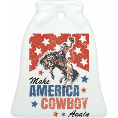 Make America Cowgirl Cowboy Again Western 4th Of July Ceramic Bell Ornament